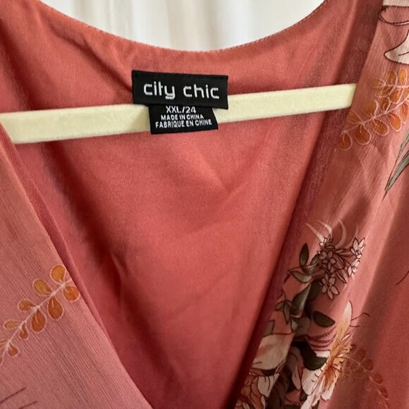 City Chic Boho Floral Maxi Wrap Dusty Rose Dress 24W - Picture 6 of 11